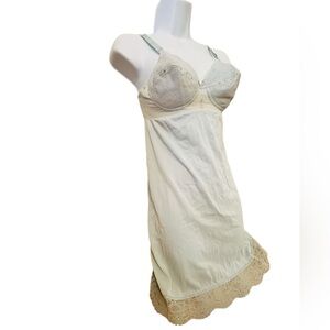 Vintage light blue bullet bra Lace Chemise Slip S